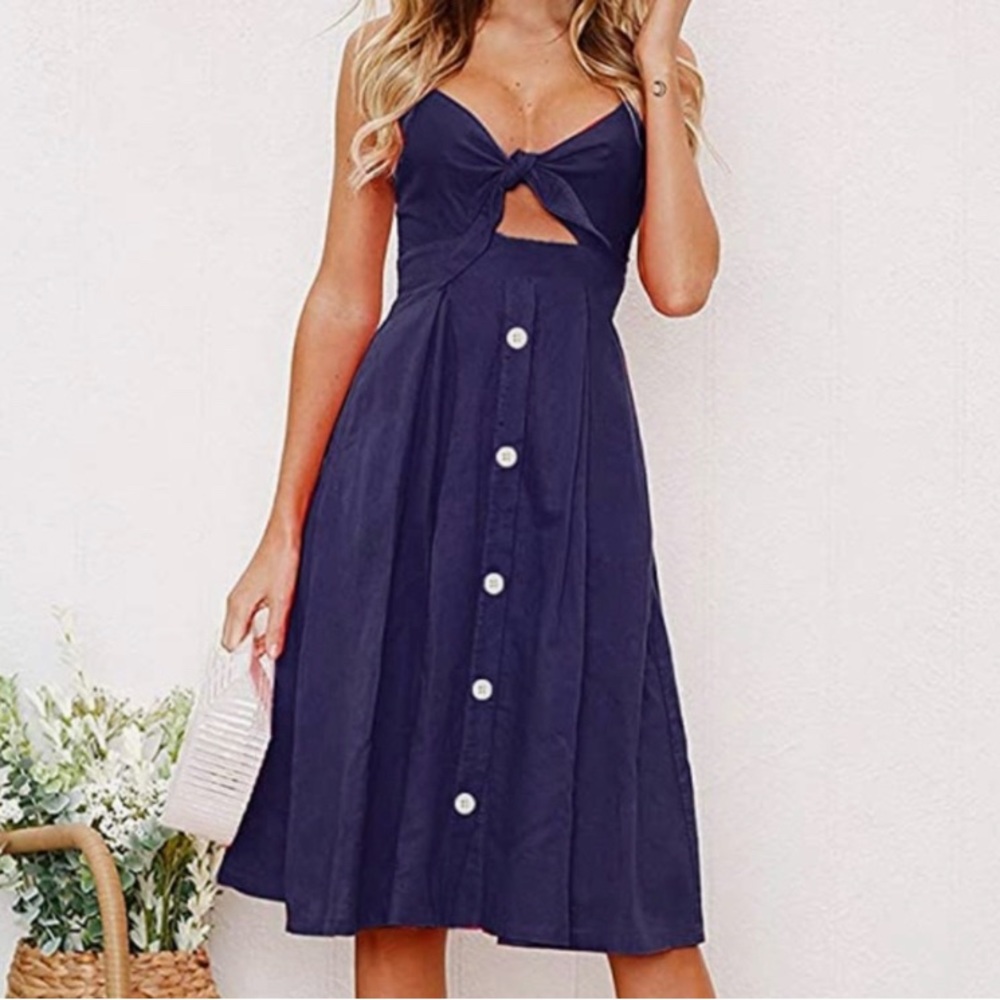 DARK RED Tie Front Dress